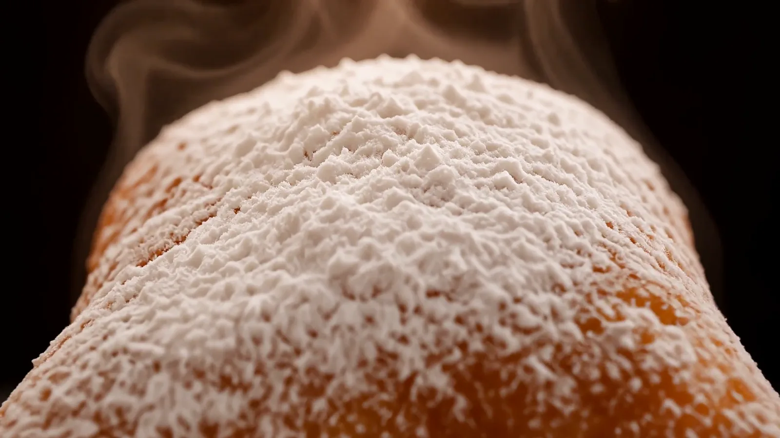Close-up of a hot beignet