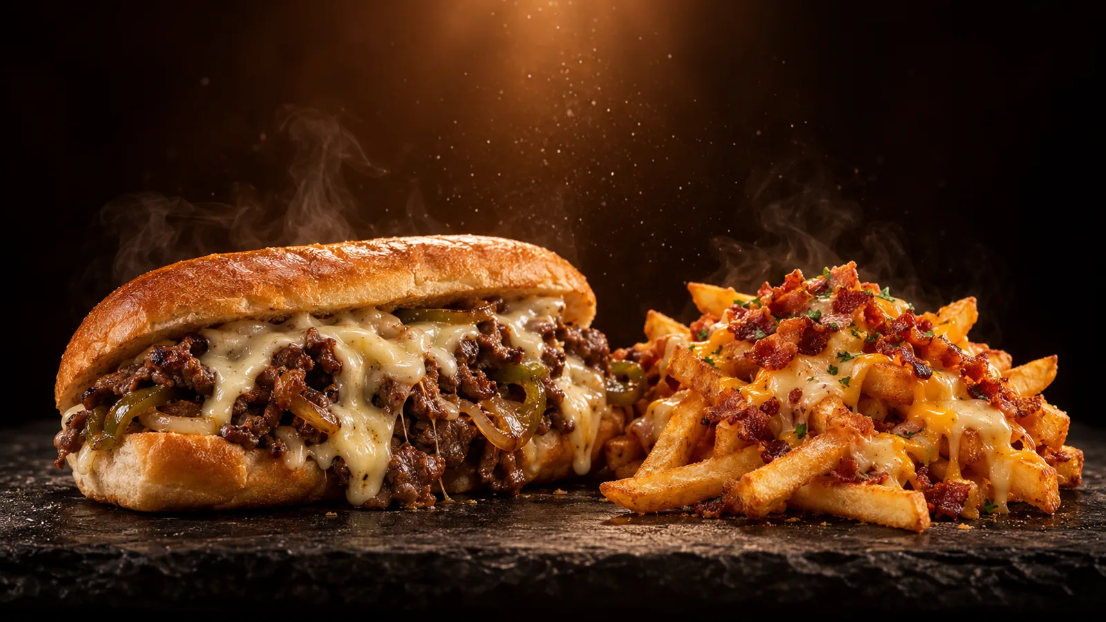 Philly cheesesteak with loaded fries